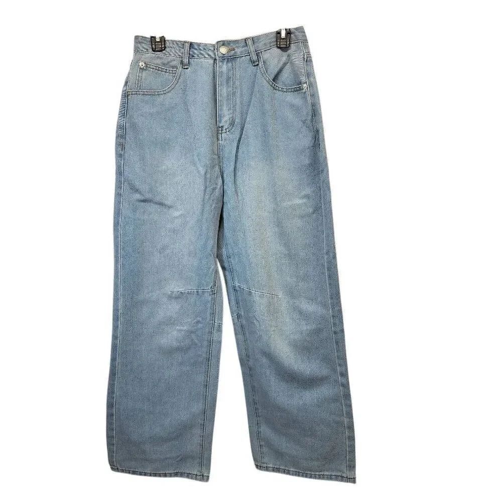 Women’s Wide Leg Light Wash Jeans Size 12 High Rise Cropped NWT